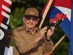 Cuba's former President Raul Castro claps during a ceremony marking the 69th anniversary of the July 26, 1953 rebel assault 