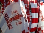 Arsenal Champions merchandise on sale outside the Emirates stadium.(Action Images via Reuters)