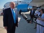 US President Donald Trump talks to reporters before boarding Air Force One on May 20, 2026 at Joint Base Andrews, Maryland.