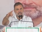 Rahul Gandhi addressing a public event in his Lok Sabha constituency Raebareli, Uttar Pradesh