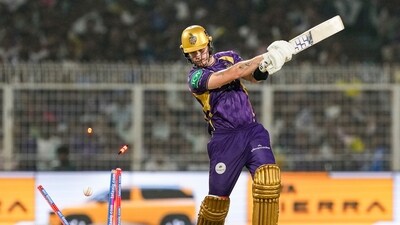 MI thought they had an early opening as they removed the red-hot Finn Allen in the very first over. Nonetheless, it was still KKR's powerplay early, as they ensured they didn't let any pressure settle. (PTI) MI thought they had an early opening as they removed the red-hot Finn Allen in the very first over. Nonetheless, it was still KKR's powerplay early, as they ensured they didn't let any pressure settle. (PTI)