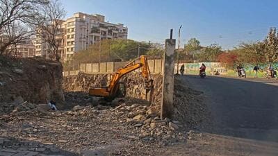Pune, India - Feb. 13, 2023: Road widening work in progress near NIBM (Nadeem Inamdar story) in Pune, India, on Monday, February 13, 2023. (Photo by Ravindra Joshi/HT PHOTO) Pune, India - Feb. 13, 2023: Road widening work in progress near NIBM (Nadeem Inamdar story) in Pune, India, on Monday, February 13, 2023. (Photo by Ravindra Joshi/HT PHOTO)