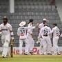 Bangladesh�s players celebrate after the dismissal of Pakistan�s Sajid Khan (L) during the fifth day of the second Test cricket match between Bangladesh and Pakistan at the Sylhet International Cricket Stadium in Sylhet on May 20, 2026. (Photo by MUNIR UZ ZAMAN / AFP)(AFP)