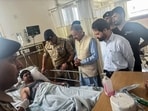 Dehradun, May 20 (ANI): Doiwal Assembly constituency MLA Brij Bhushan Gairola visits a patient at the Panacea Super Specialty Hospital following a fire at the hospital, in Dehradun on Wednesday.