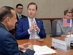 New Delhi, May 20 (ANI): U.S. Ambassador to India Sergio Gor and Union MoS (I/Charge) Jitendra Singh during a bilateral meeting, in New Delhi on Wednesday. (@USAmbIndia X/ANI Photo)