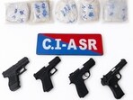 During the search, four pistols and 10 live cartridges were seized. (HT Photo)