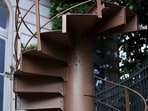 A portion of the original staircase of the Eiffel Tower built by Gustave Eiffel in 1889 is displayed during a press preview ahead of its upcoming auction organized by Artcurial in Paris, France.