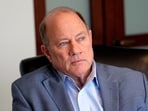 FILE - Detroit Mayor Mike Duggan is interviewed, Dec. 3, 2024, in Detroit. (AP Photo/Carlos Osorio, File) FILE - Detroit Mayor Mike Duggan is interviewed, Dec. 3, 2024, in Detroit. (AP Photo/Carlos Osorio, File)