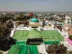 An aerial view of the Shahi Jama Masjid in Sambhal district of Uttar Pradesh.