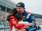 Kyle Busch's wife, Samantha, wrote a message for him earlier this month Kyle Busch's wife, Samantha, wrote a message for him earlier this month