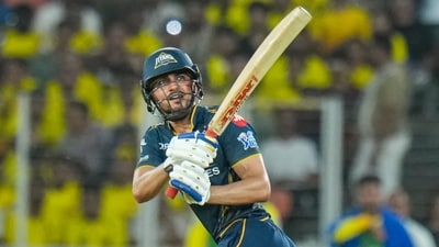 Shubman Gill gave GT a fast start, reaching his fifty in 23 deliveries. It was a terrific showing from Gill, taking on the bowlers regularly, hitting three sixes to showcase some power as well. (PTI) Shubman Gill gave GT a fast start, reaching his fifty in 23 deliveries. It was a terrific showing from Gill, taking on the bowlers regularly, hitting three sixes to showcase some power as well. (PTI)