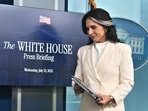 US Director of National Intelligence Tulsi Gabbard departs after attending a press briefing in the Brady Briefing Room at the White House in Washington, DC, on July 23, 2025. 