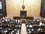 Rajya Sabha proceedings are underway during the Budget Session of the Parliament, in New Delhi.(Sansad TV)