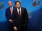 United States Secretary of State Marco Rubio speaks with journalists during a meeting of NATO foreign ministers in Helsingborg, Sweden.