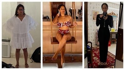 Masaba Gupta's post highlights her six-year health journey, including a 15 kg weight loss and transformation after pregnancy. (Instagram/ Masaba Gupta) Masaba Gupta's post highlights her six-year health journey, including a 15 kg weight loss and transformation after pregnancy. (Instagram/ Masaba Gupta)