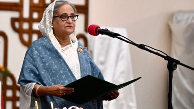 Hasina has been living in India since August 2024, after her Awami League government was toppled following a student-led uprising. (AFP/File) Hasina has been living in India since August 2024, after her Awami League government was toppled following a student-led uprising. (AFP/File)