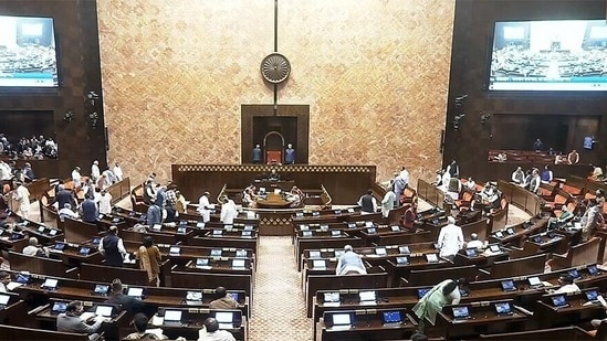 Rajya Sabha proceedings are underway during the Budget Session of the Parliament, in New Delhi. (Sansad TV)