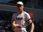 Italy's Jannik Sinner attends a training session at the French Open tennis tournament in Paris (AP Photo)