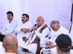 Khattar, who is touring his constituency, visited Jhanjhari, Takhana, Padhana, Sidhpur, Anjanthali, Kamalpur, Jamba, Sawant, Haibatpur and Nigdhu villages. (HT Photo)