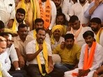 Mumbai, India – 24 Mar 2026: Maratha leader Manoj Jarange Pati at Azad Maidan to support on 9th day of hunger strike by Dhangar reservation agitator Deepak Borhade who fight for get reservation to e Dhangar community from the ST category, in Mumbai, India, on Tuesday, 24 Mar, 2026. (Photo by Bhushan Koyande/HT Photo)