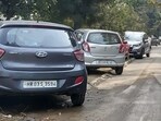Over the years, the number of vehicles has multiplied due to which cars are left on the street, creating congestion. (HT file)