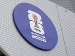 The Mercedes Benz stadium decorated for hosting the FIFA World Cup 2026 matches in Atlanta.