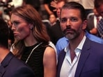 Donald Trump Jr. and Bettina Anderson attend UFC 327 at Kaseya Center in Miami, Florida, April 11, 2026. 
