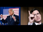 Donald Trump has shared an AI-generated video targeting late-night host Stephen Colbert, throwing him into a dumpster celebrating his exit.