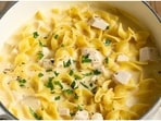 A high-protein creamy chicken noodle recipe with only 600 calories. (Pinterest (Representative image) )
