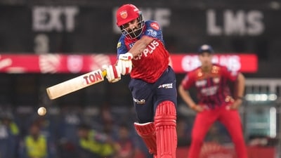 Prabhsimran Singh played a blistering knock of 69 runs, setting the tone for Punjab Kings’ chase with an aggressive start and a dominant partnership with Shreyas Iyer at the top. (PTI) Prabhsimran Singh played a blistering knock of 69 runs, setting the tone for Punjab Kings’ chase with an aggressive start and a dominant partnership with Shreyas Iyer at the top. (PTI)