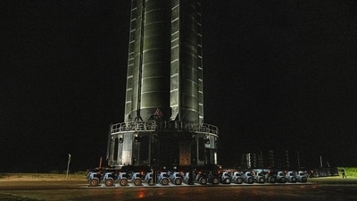 IT IS A launch of a more bureaucratic sort than normal for SpaceX, but still characteristically spectacular. (Reuters)