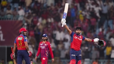 Shreyas Iyer scored a century vs LSG. (PTI) Shreyas Iyer scored a century vs LSG. (PTI)