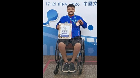 International Para Table Tennis player Shubham Wadhwa. (HT Photo)