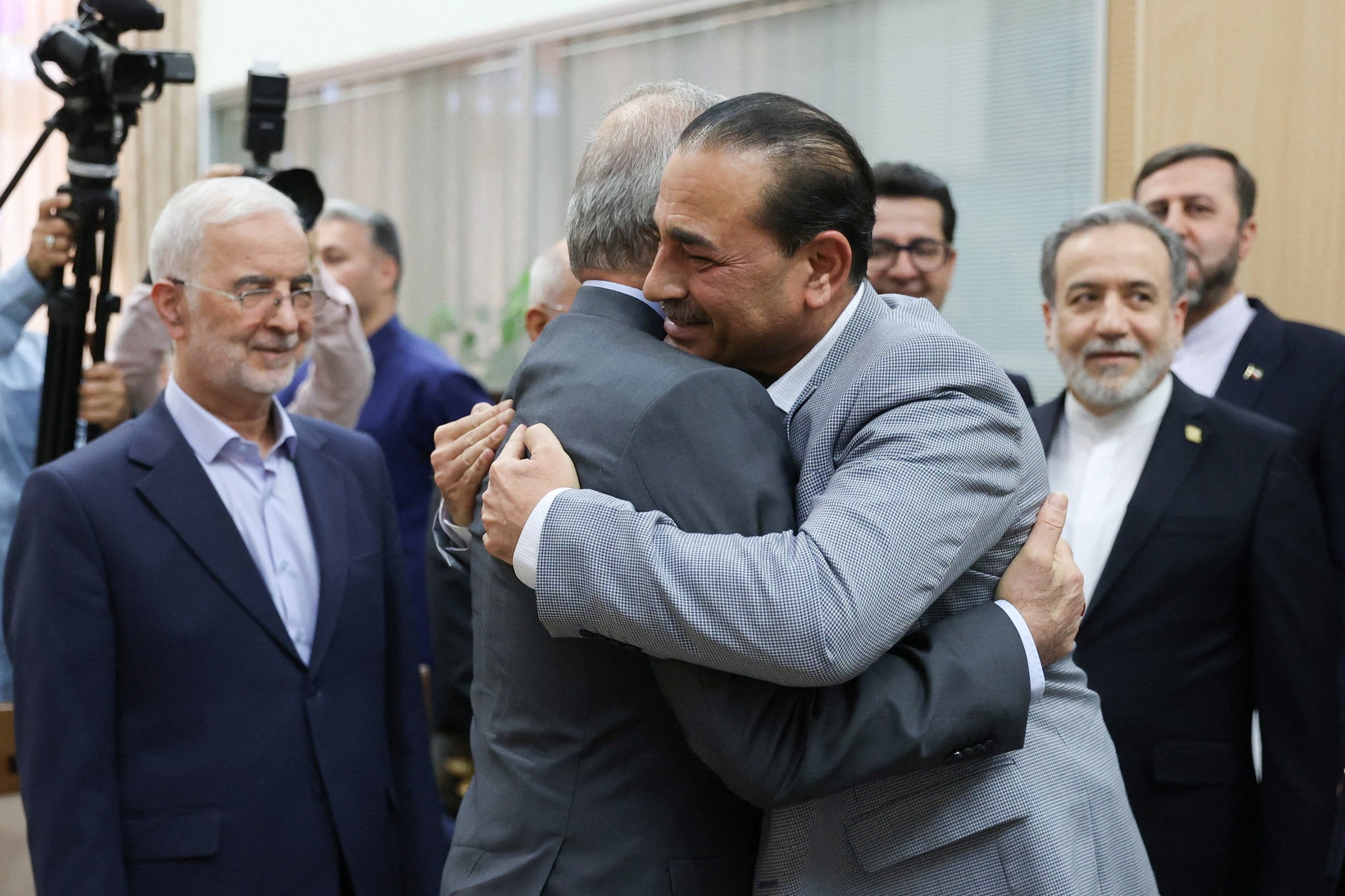 Iranian President Masoud Pezeshkian meets with chief of Defence Forces of Pakistan, Field Marshal Asim Munir, in Tehran, Iran, May 23, 2026. (via REUTERS)