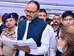 Brajesh Pathak, Uttar Pradesh’s deputy CM, inspecting the Moradabad district hospital on May 24. (Sourced)
