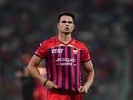 Lucknow Super Giants' Arjun Tendulkar reacts 