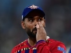 Lucknow Super Giants' Rishabh Pant reacts after the match