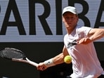 Italy's Jannik Sinner attends a training session at the French Open tennis tournament in Paris. (AP Photo/Emma Da Silva)