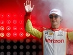 David Malukas, driver of the Verizon Team Penske Chevrolet, is introduced during the NTT INDYCAR Series Good Ranchers 250 at Phoenix Raceway.