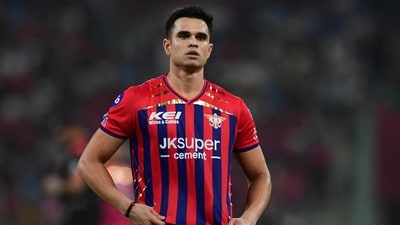Lucknow Super Giants' Arjun Tendulkar reacts (REUTERS)