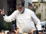 Amitabh Bachchan greets his fans outside his bungalow on Sunday.