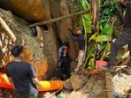 Thai rescuers arrived at the site on Sunday to provide assistance.