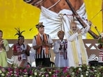 New Delhi: Union Home Minister Amit Shah at the ‘Janjati Sanskritik Samagam’, marking the 150th birth anniversary celebrations of tribal icon Birsa Munda, at Red Fort in New Delhi, on May 24 (PTI)