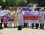 The protestors said a large section of Indians considers the cow sacred. (HT)