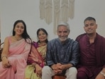 Twisha Sharma with her parents and brother at a family function. Twisha Sharma with her parents and brother at a family function.