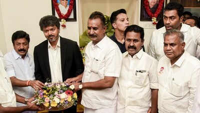 Three AIADMK legislators, part of CV Shanmugam and SP Velumani's rebel group, turned in their resignation to Tamil Nadu Assembly Speaker J C D Prabhakar on Monday. (PTI) Three AIADMK legislators, part of CV Shanmugam and SP Velumani's rebel group, turned in their resignation to Tamil Nadu Assembly Speaker J C D Prabhakar on Monday. (PTI)