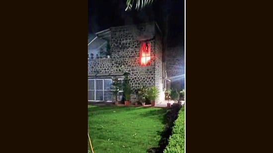 According to officials, the blaze was reported around 3.50 am at an A-type government bungalow located within the NIBM campus. (HT PHOTO)