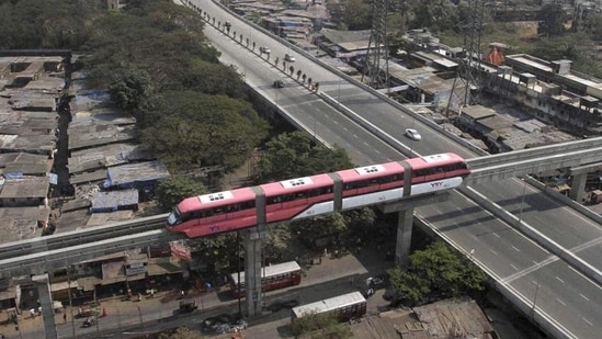 Monorail during its test run in Mumbai (PTI)