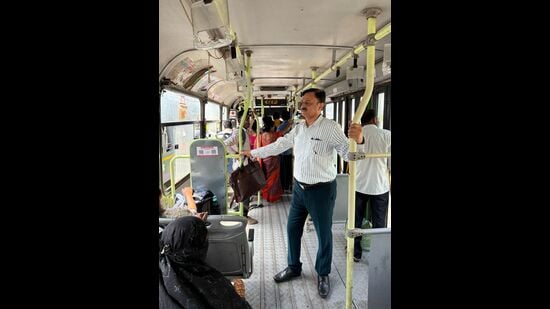 Through these journeys, Awhad said he has been directly interacting with commuters to understand their daily problems and improve services. (HT)
