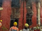 Authorities said nearly 21 courts have been temporarily shifted to the PWD Rest House after the blaze. (Parveen Kumar/HT) Authorities said nearly 21 courts have been temporarily shifted to the PWD Rest House after the blaze. (Parveen Kumar/HT)